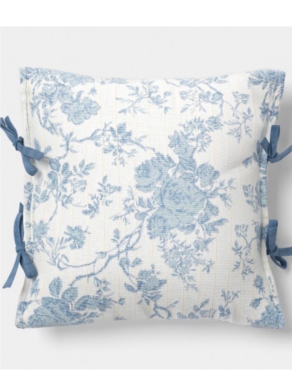 18"x18" Woven Stripe Side-Tie Outdoor Throw Pillow Blue - Threshold Studio McGee
